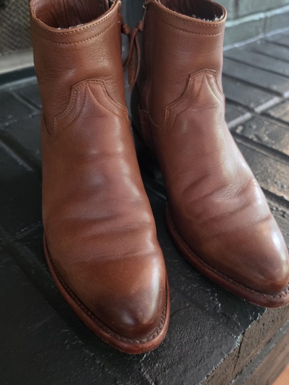Tecovas Brown Leather Women's Ankle Booties 8